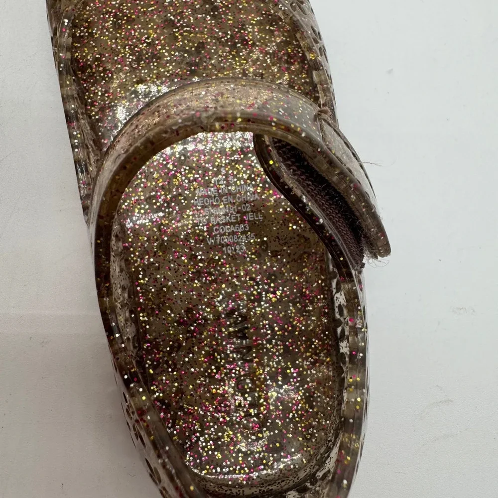 Old Navy Toddler Girls US 5 Brown Glitter Jelly Mary Jane Flats Flower Cutouts